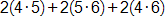 2 times, open parenthesis, 4 times 5, close parenthesis, plus, 2 times, open parenthesis, 5 times 6, close parenthesis, plus, 2 times, open parenthesis, 4 times 6, close parenthesis