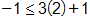 negative 1 is less than or equal to, 3 times 2, plus 1