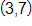 with coordinates 3 comma 7