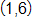 the point with coordinates 1 comma 6 