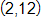 the point with coordinates 2 comma 12