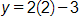 y equals, 2 times 2, minus 3