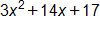 3 x squared, plus, 14 x, plus 17