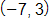 negative 7 comma 3