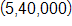 the point with coordinates 5 comma 40,000 