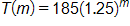 T of m equals, 185 times, 1 point 2 5 to the m power