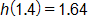 h of 1 point 4 equals, 1 point 6 4