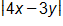 the absolute value of, 4 x minus 3 y, end absolute value