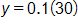 y equals, 0 point 1 times 30