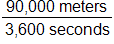 the fraction 90,000 meters over 3,600 seconds