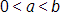 0 is less than a, which is less than b