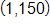 with coordinates 1 comma 150