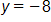 y equals negative 8