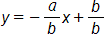 y equals, the negative of the fraction a over b, end fraction, times x, plus, the fraction b over b, end fraction