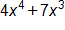 4 x to the fourth power, plus 7 x cubed