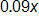 0 point 0 9 x