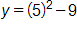 y equals, 5 squared minus 9