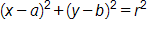 open parenthesis, x minus a, close parenthesis, squared, plus, open parenthesis, y minus b, close parenthesis, squared, equals r squared