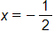 x equals negative one half