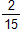 the fraction 2 over 15