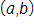 with coordinates a, comma b