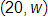 with coordinates 20 comma w 