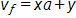 v subscript f equals, x a, plus y