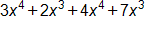 3 x to the fourth power, plus 2 x to the third power, plus 4 x to the fourth power, plus 7 x to the third power