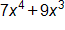 7 x to the fourth power, plus 9 x cubed