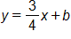 y equals, three fourths x, plus b