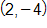 the point with coordinates 2 comma negative 4