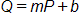 Q equals, m P plus b
