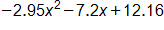 negative 2 point 9 5, x squared, minus 7 point 2 x, plus 12 point 1 6