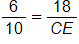 6 over 10, equals 18 over the length of C E
